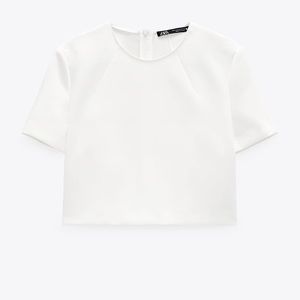 COPY - Zara White Short Sleeve Crop Top- Never Wo…